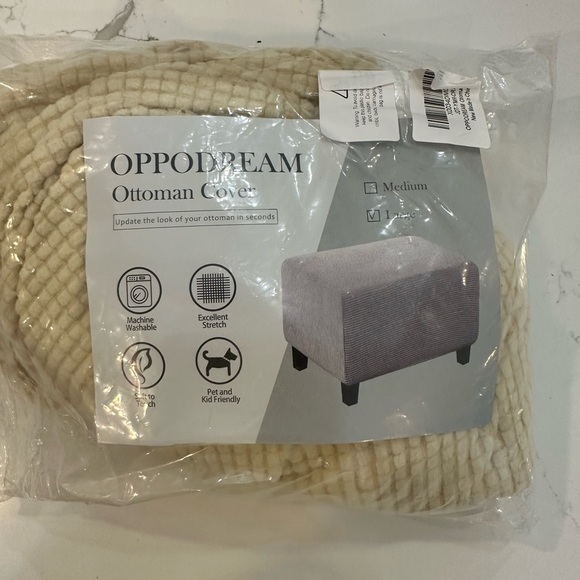 Ottoman cover  cream large - Picture 2 of 3